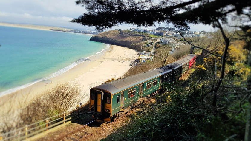 A train departs Carbis Bay for St Ives