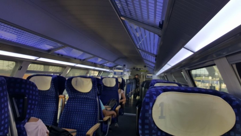 1st class upper deck seating saloon on a double deck Regio train