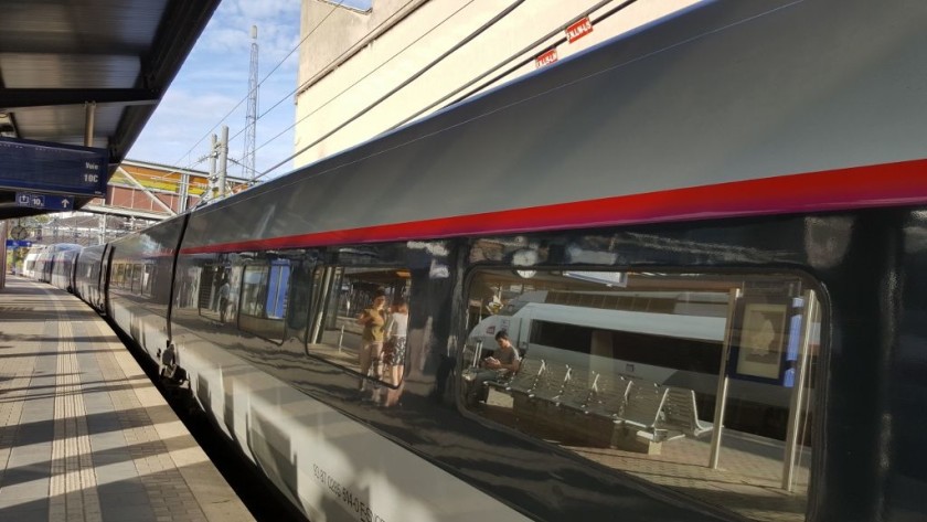 A TGV Sud-Est train in the Carmillon colour scheme