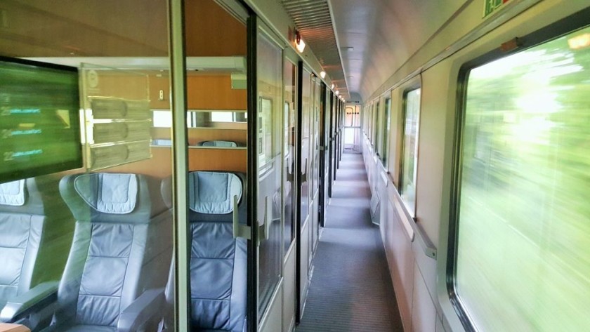 A corridor in a 1st class coach