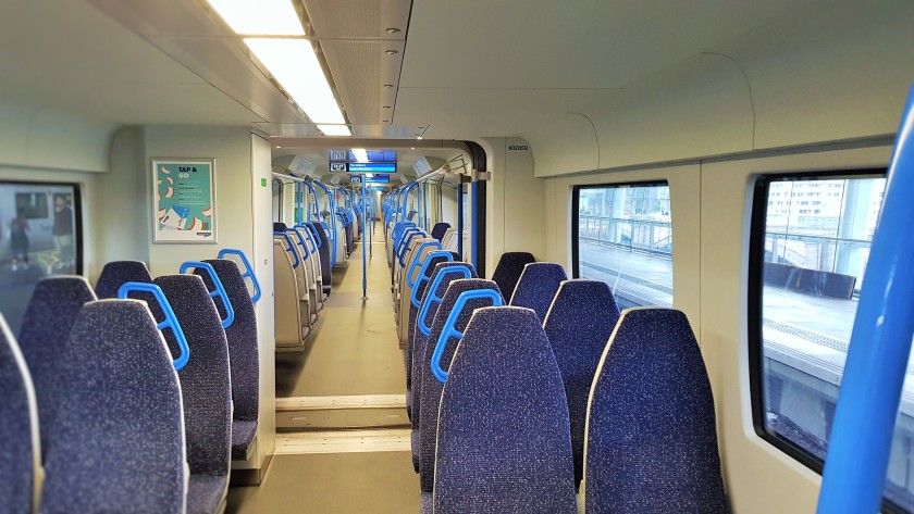 Standard Class on a Thameslink 700 train, the arch is the the space between the coaches