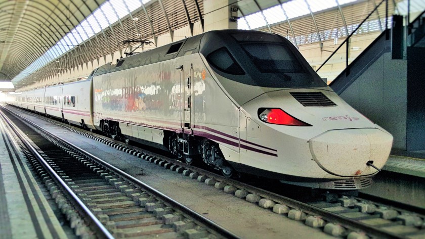An Alvia train departs for Cadiz from Seville
