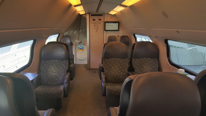 1st class seating on an upper deck