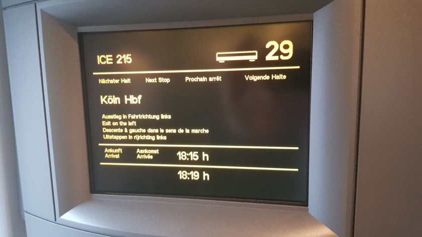 The info screens also show the next station call and the arrival time