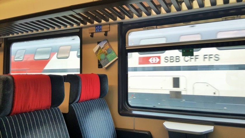 The First Class seating on a single deck IR train