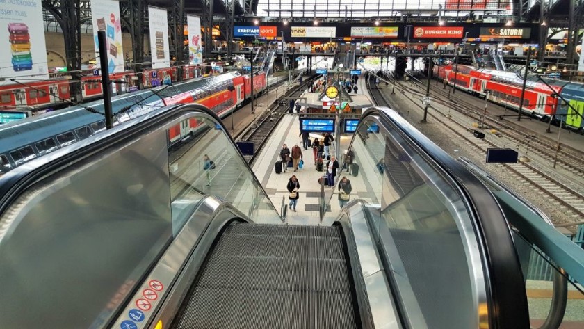 A view from one of the newly renovated escalators at Hamburg Hbf