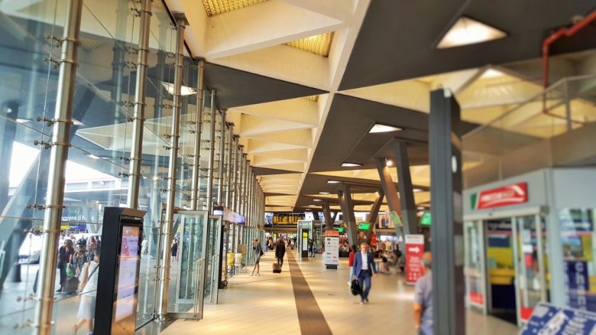 The main doors leading to the street at Napoli Centrale with the main departure hall to the right