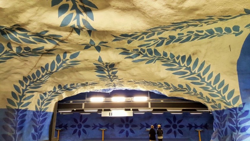 The Blue Line platforms in the T-Centralen Metro station