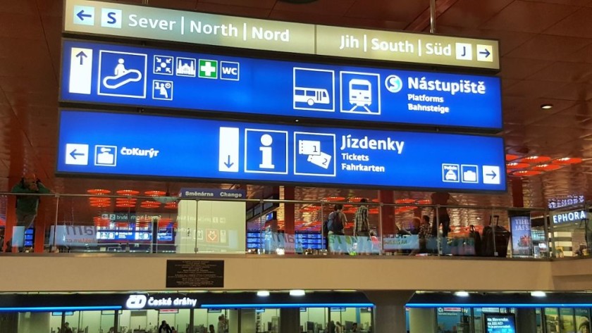 The signage in the station helps with navigating the multiple levels in the station