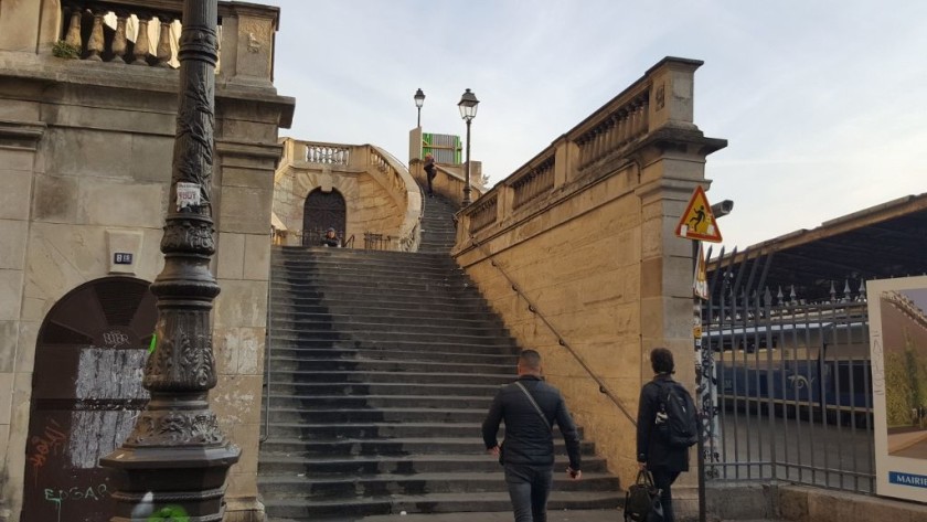 The steep steps that have to be negotiated when walking between Gare De L'est and Gare Du Nord
