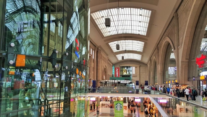 On the left is one of the lifts that link the concourse to the mall beneath