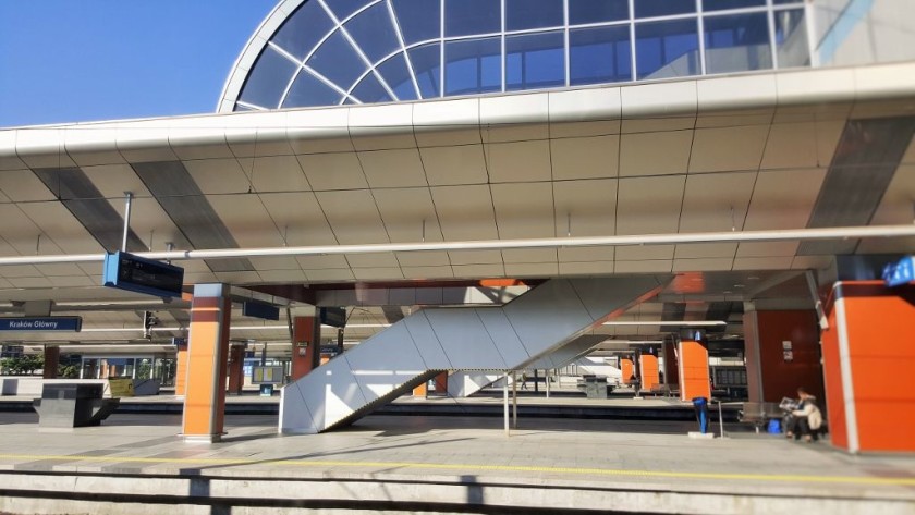 A view of the platforms/peron at the new Krakow Glowny station