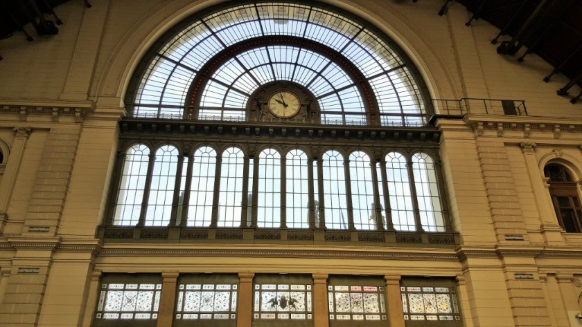 One of the stunning windows at Budapest-Keleti