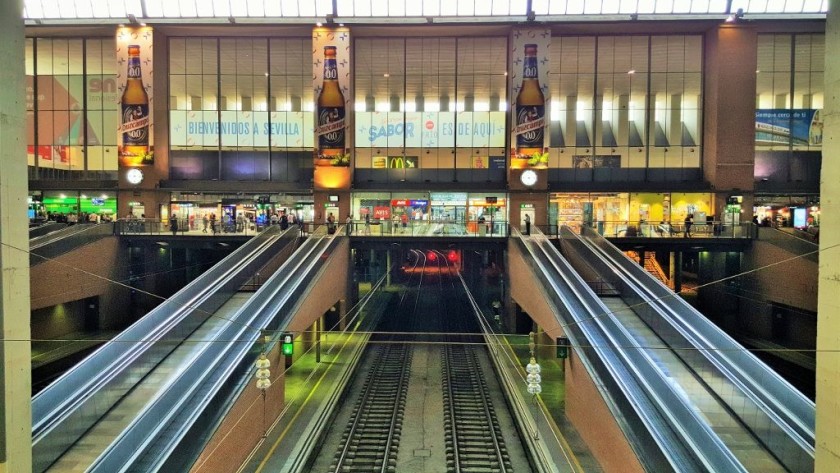 The moving walkways are one of three means of accessing the concourse from the trains