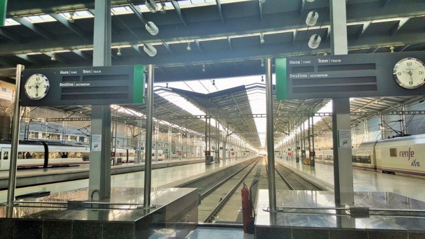A view of the vias (platforms) in the main station at Malaga Maria Zambrano