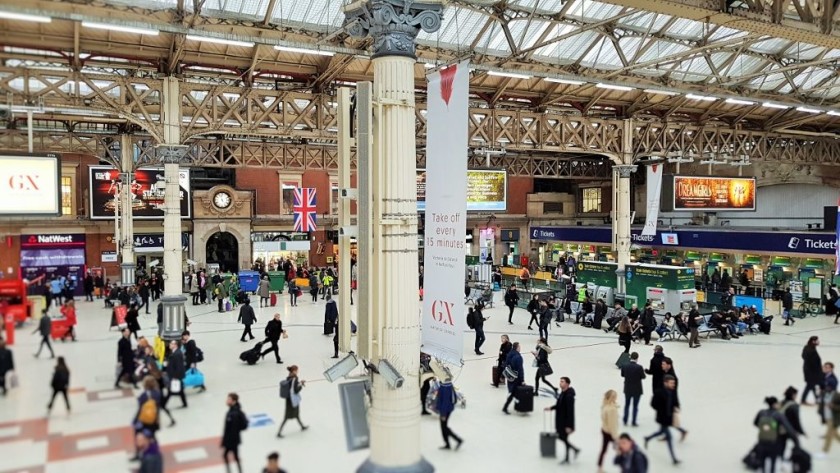 Victoria station's ticket office, on the right, is at the rear of the Southern concourse