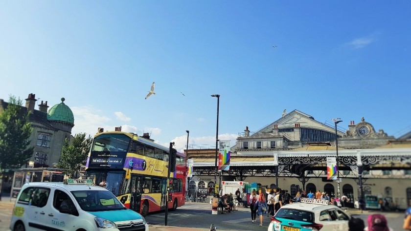 Buses to the town centre depart from the front of the station