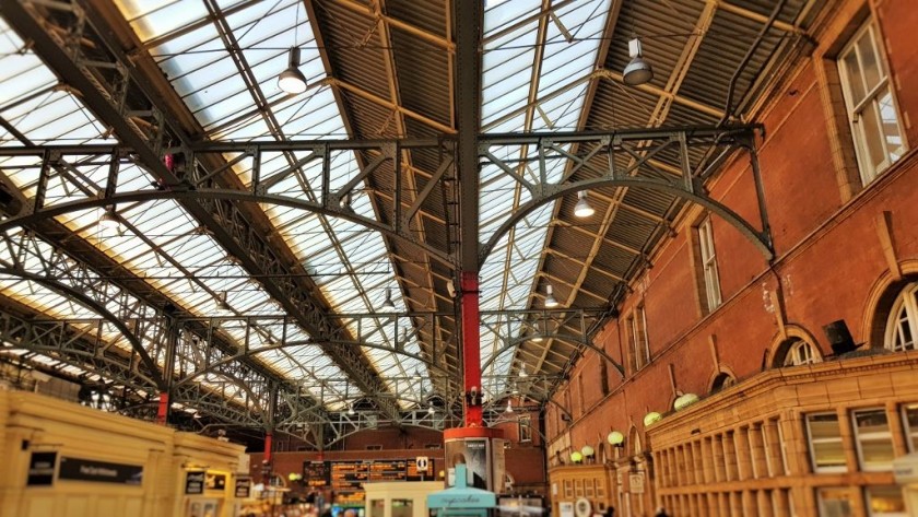 Looking back across the concourse, the access to the trains is on the far left