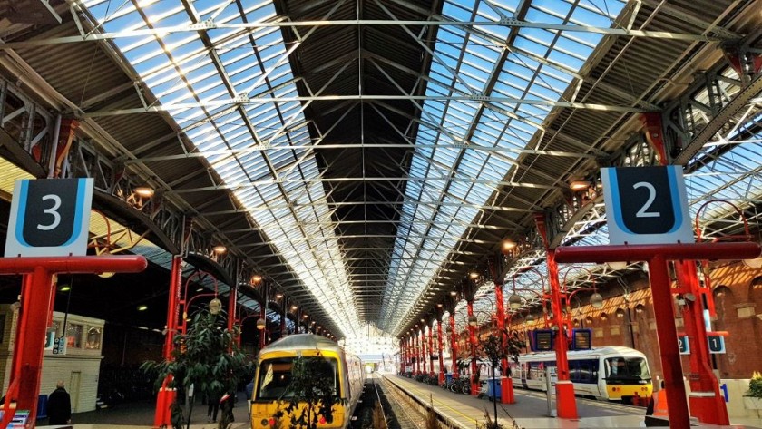 Platforms (tracks) 1 - 3 are right by the concourse, but 4-6 are towards the end of platform 3