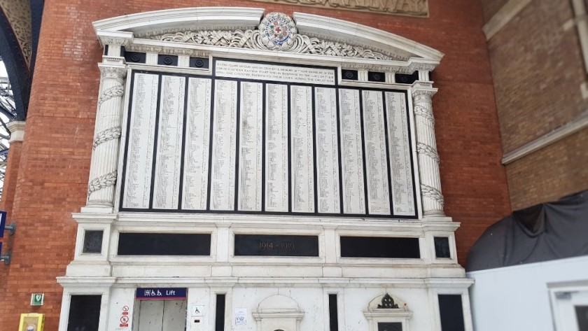 The lift down from street level to the concourse is below the war memorial