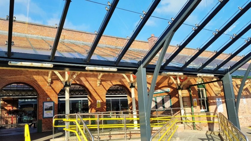 The side entrance at Aberystwyth station provides step free access to the taxi rank