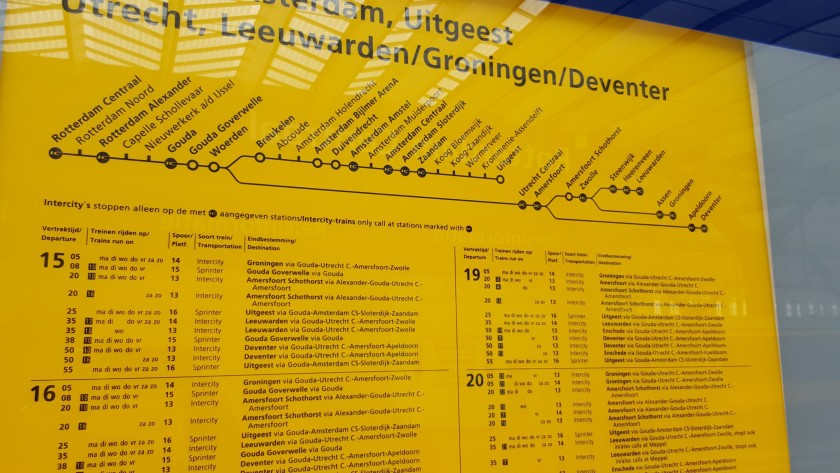 Each route has its own yellow departure sheet 