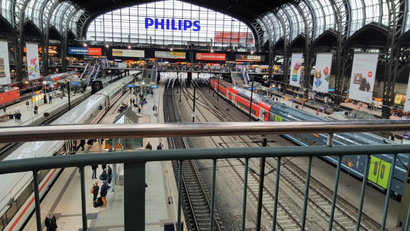 Looking over Hamburg Hbf from its observation deck