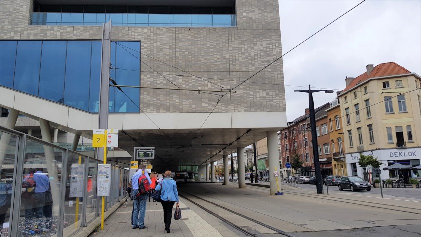 The trams to the city centre depart from here