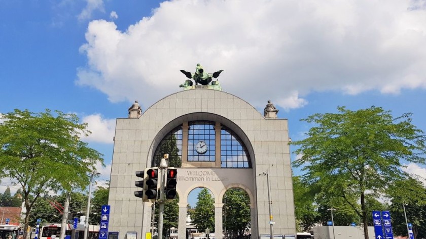 The pier for the Luzernsee boats is on the other side of this arch