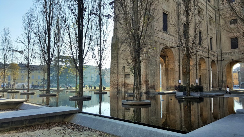 The walking route to the city centre leads to the lovely Palazzo della Pilotta