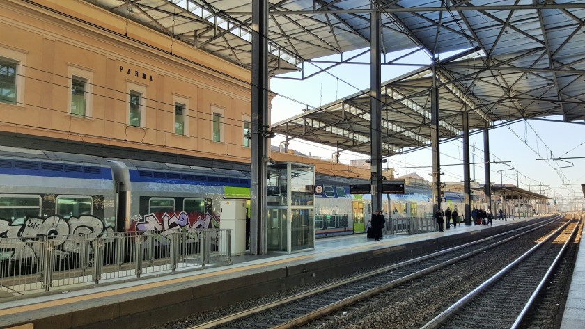 The central parts of the binari at Parma are protected by a roof