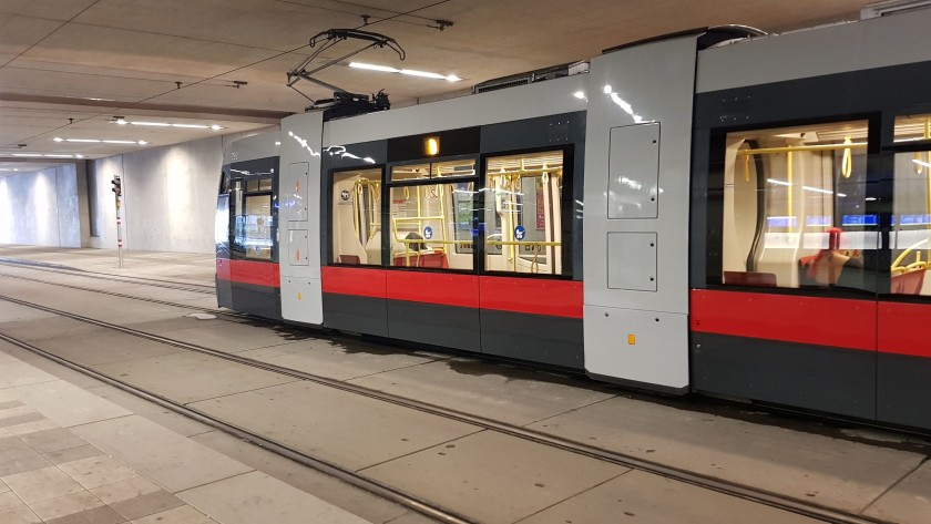 Some of the tram routes use a stop outside the Karl Popper StraBe entrance