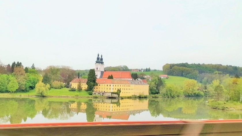 Looking left as the train approaches Passau