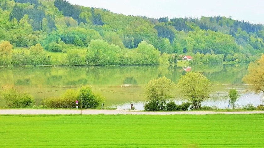 South of Passau the River Inn is on the left