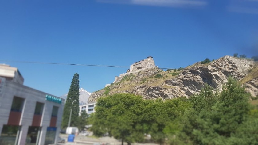 The 11th century Valeré Basilica on the left departing from Sion