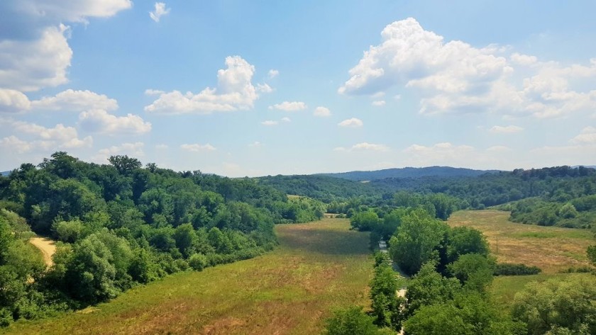 The view from one of the many viaducts on the Rome to Florence high speed line