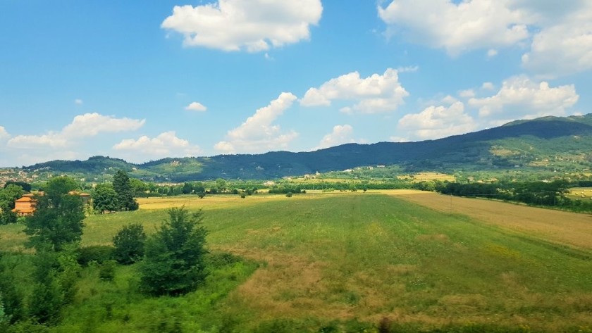 The view from the right as the train heads north from Rome