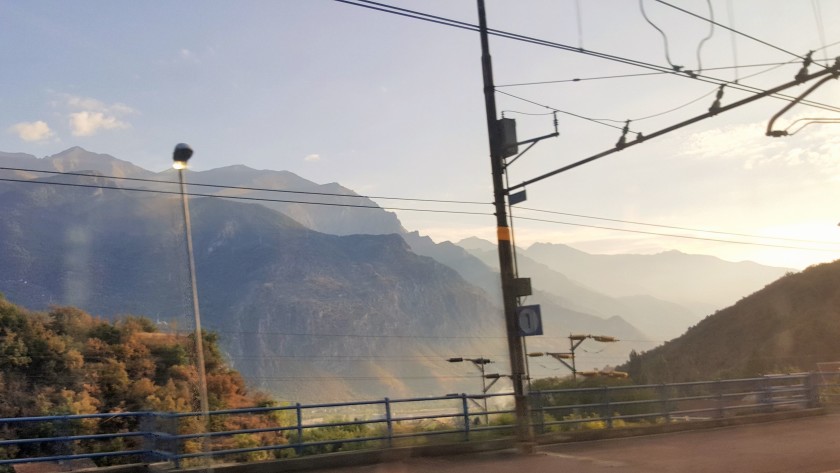 The view from the left as the train races through Chiomonte station