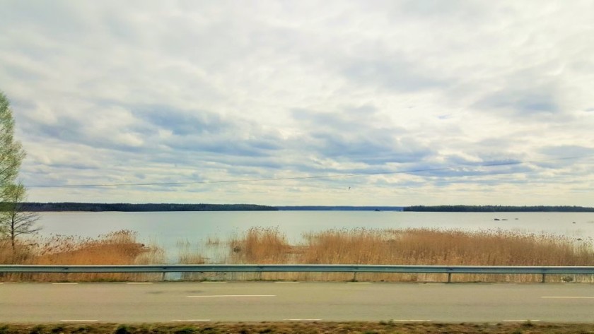 The lakes can be seen from both sides of the train