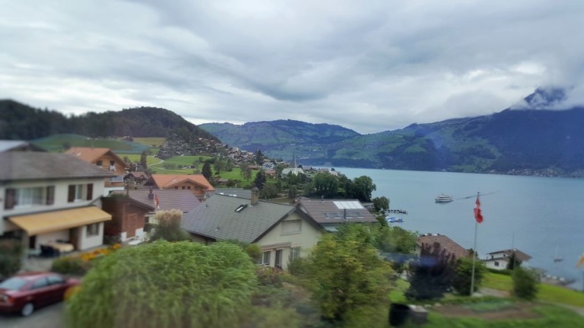 The view between Thun and Spiez is spectacular even on a grey day!