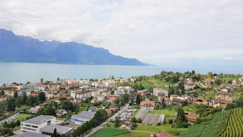 Looking down over Montreux as the train begins its ascent