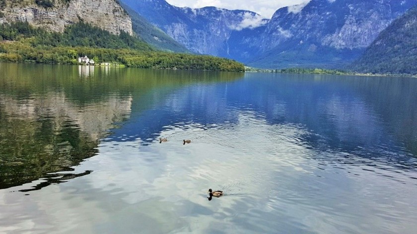 The view of the Hallstattersee from the ferry