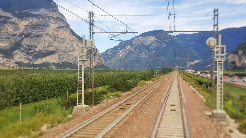 From the rear window heading north from Trento