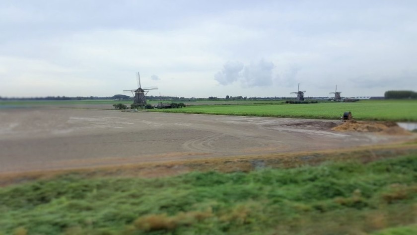 Windmills north of Rotterdam from the Dutch high speed line