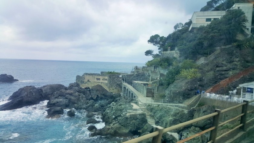 In the Cinque Terre the train runs right by the shore