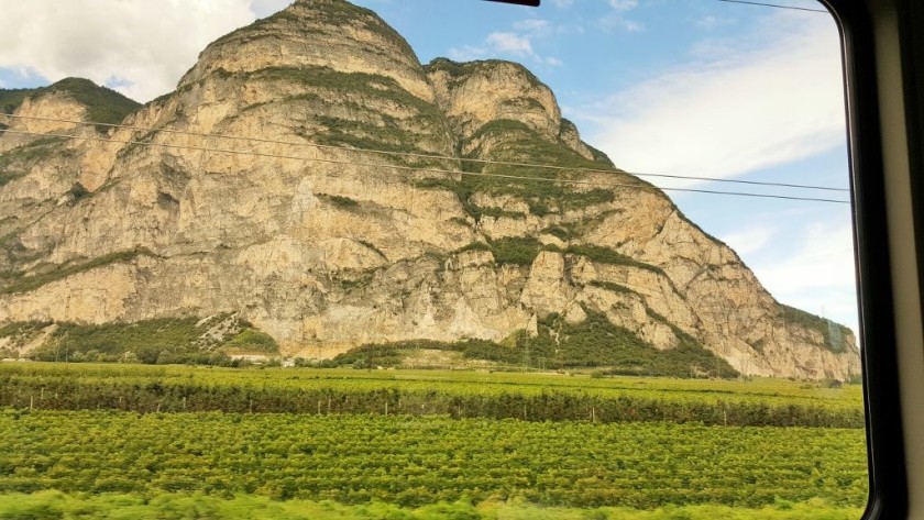 The mountains which can be seen on either side of the valley north of Trento