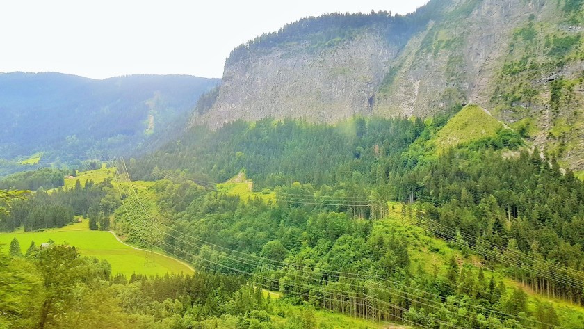 You will have to glimpse the views through the trees as the train approaches St Anton