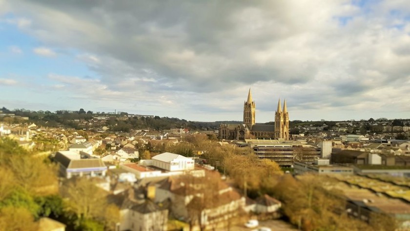 Looking down on Truro and its cathedral