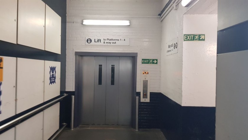 Other elevators at the end of the two subways station, lead up to the exit