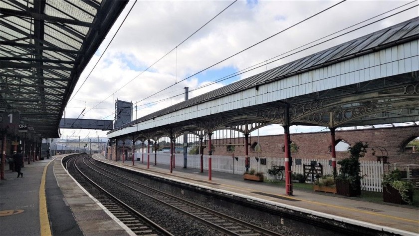 Looking south across to the platform used by the trains heading north